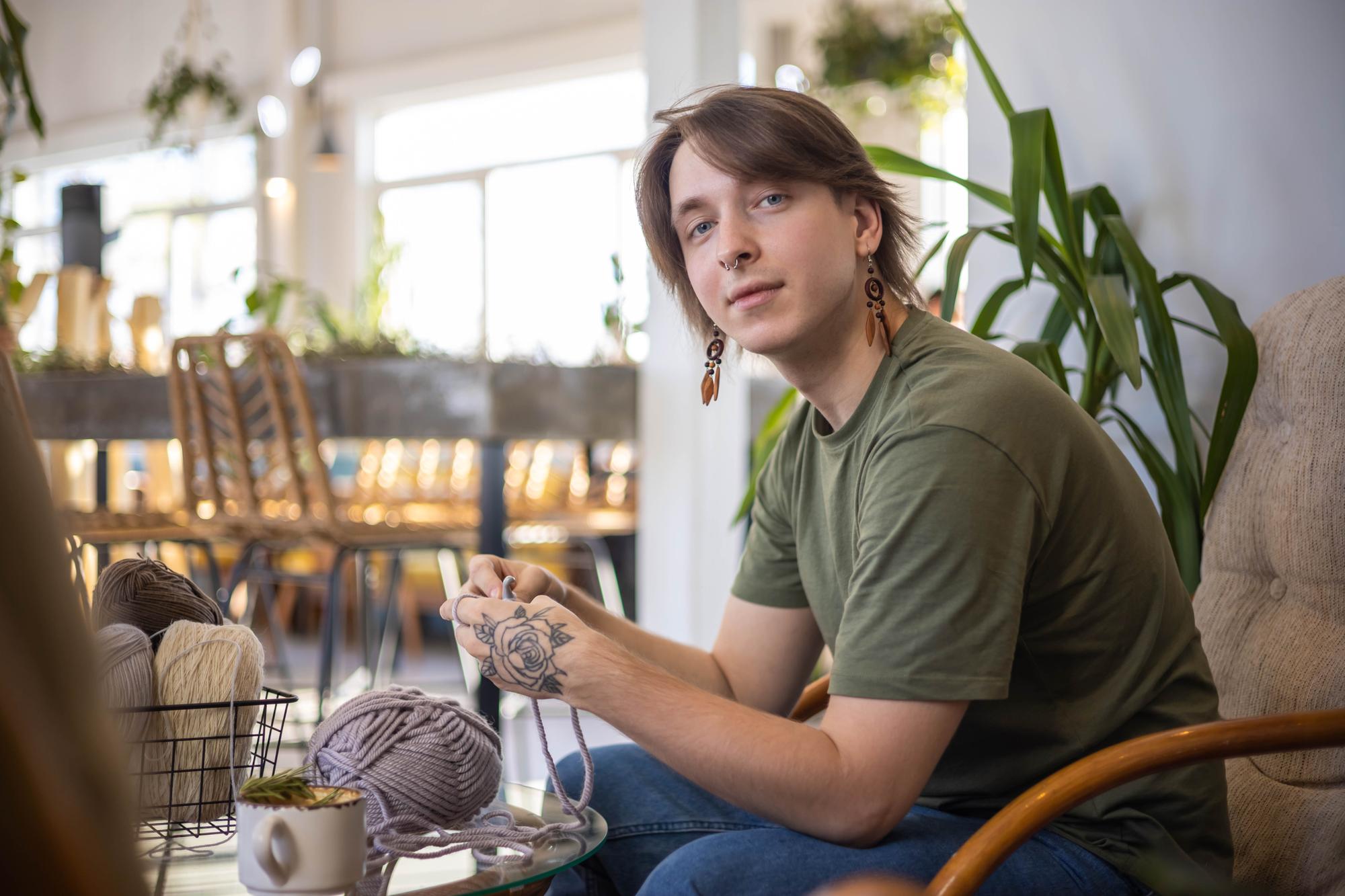 atelier portrait with embroidery tools